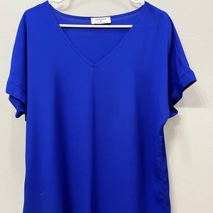 Royal Blue V-Neck Blouse